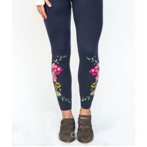 Agnes & Dora Embroidered Leggings Vintage Navy